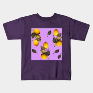 Seamless pattern with lemons and leaves Kids T-Shirt